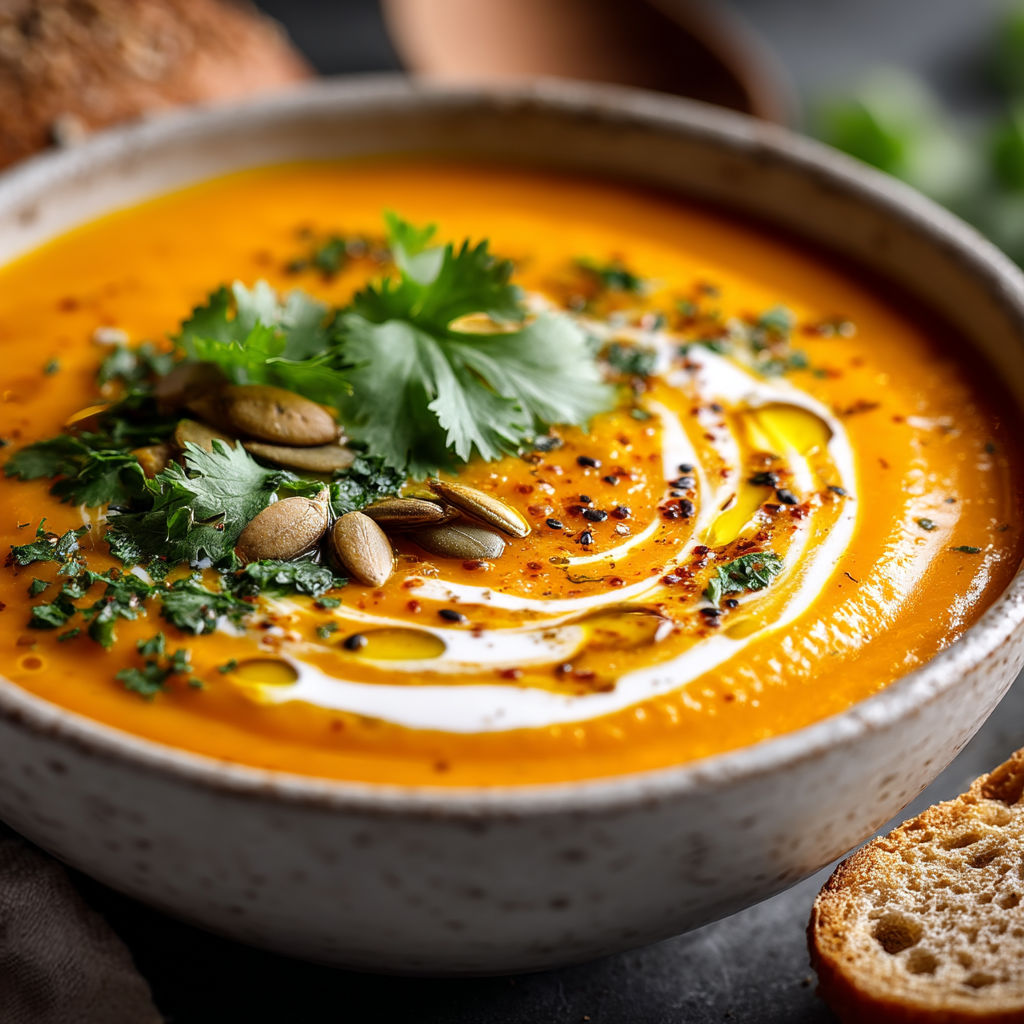 Soupe de patate douce au lait de coco.