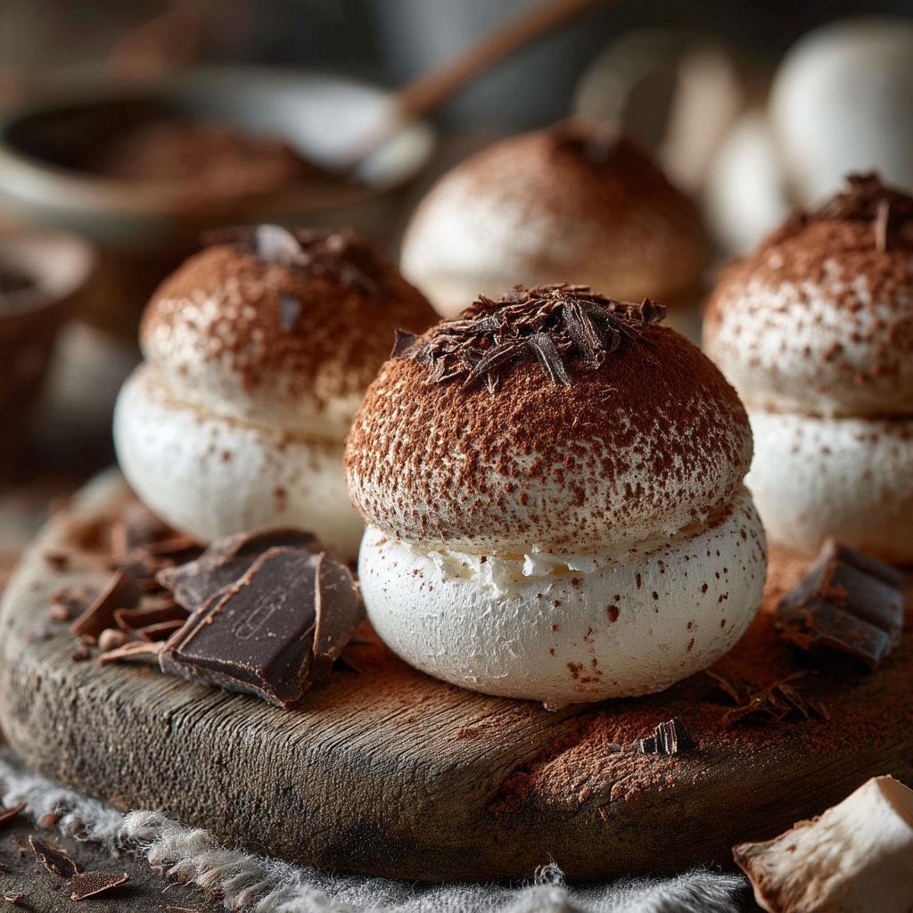 Petits champignons en Meringue Suisse.