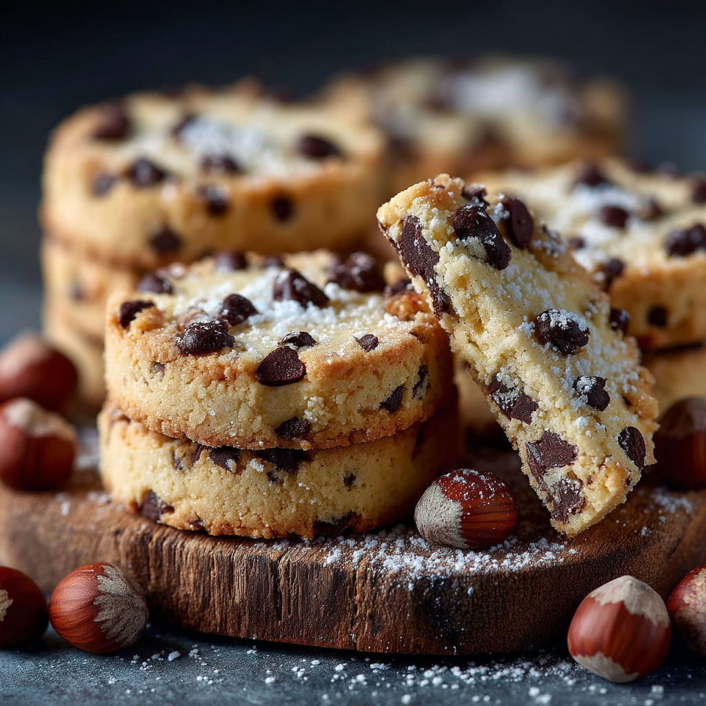 Des sablés aux pépites de chocolat et noisettes.