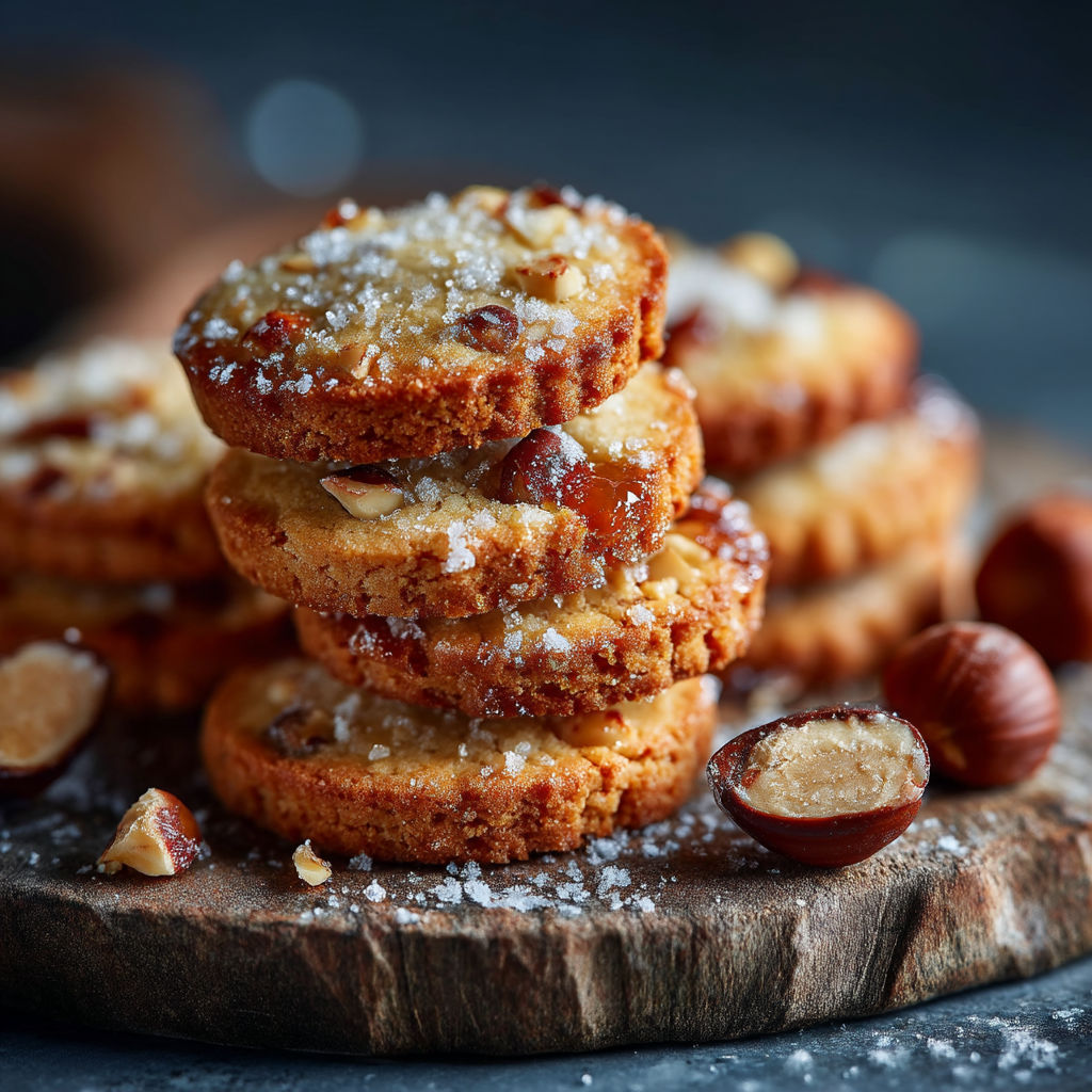 Biscuits croustifondants aux noisettes caramélisées.