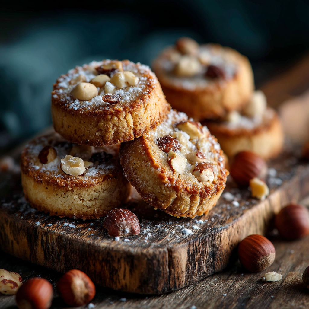 Des mini-pâtisseries sur une planche de bois.