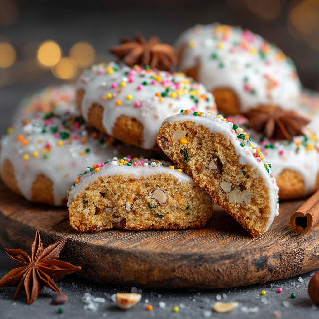 Biscuits de Nuremberg (Lebkuchen allemands) sur une table.