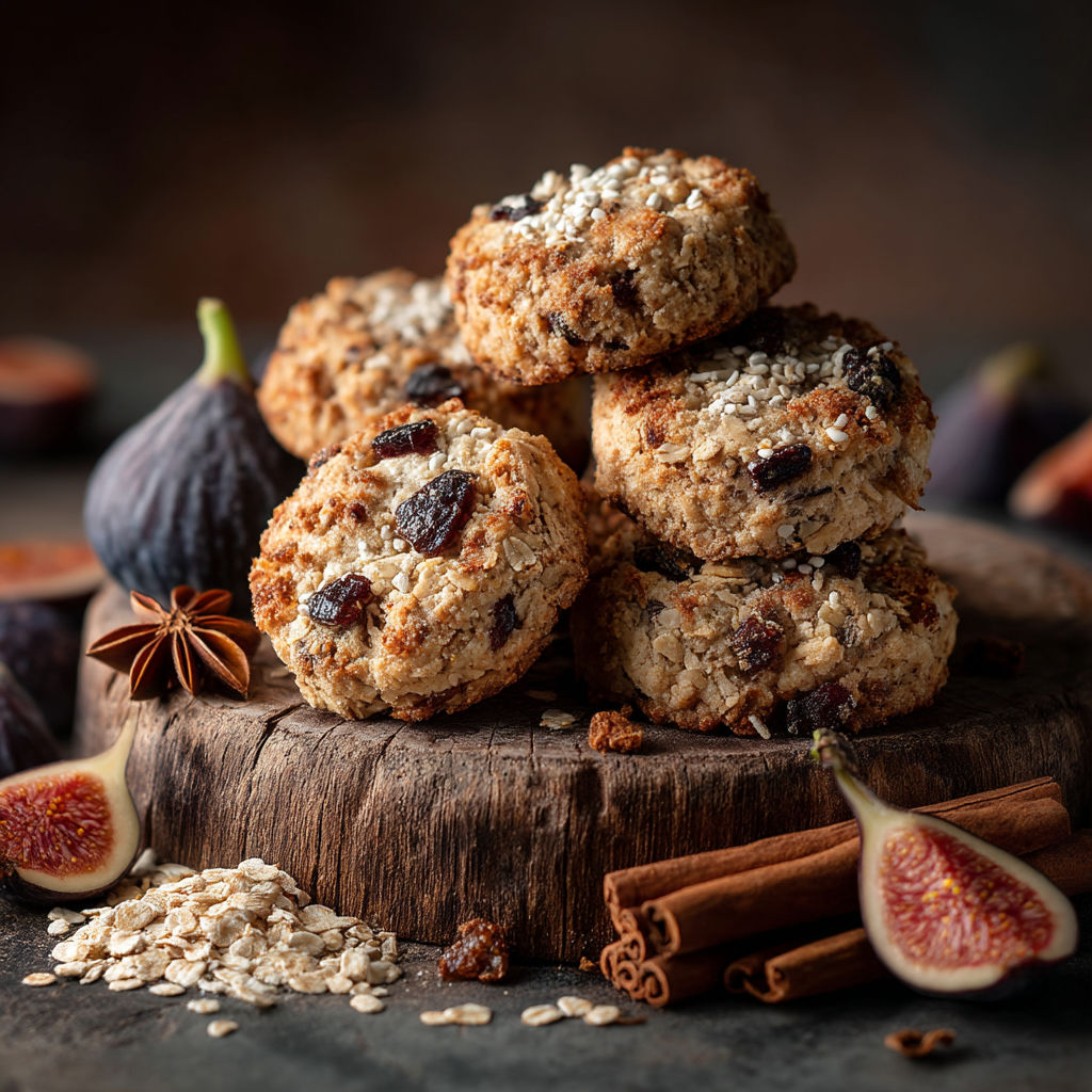 Biscuits aux fruits secs, aux céréales et à la cannelle.