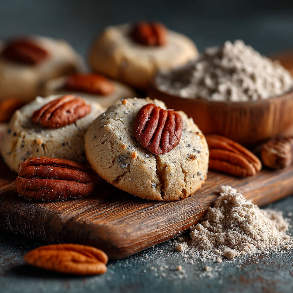 Biscuits à la farine de sarrasin et aux noix de pécan sans gluten.