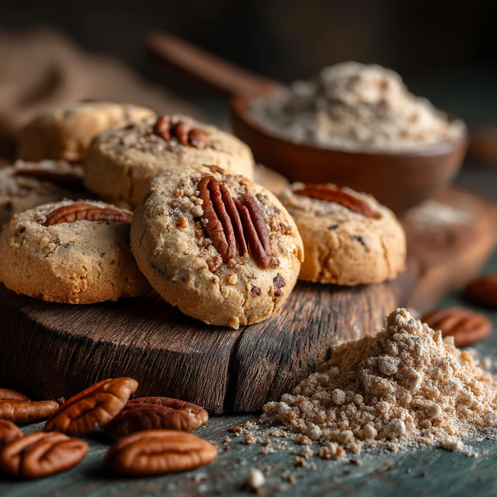 Un plat contenant des noix et des cookies.