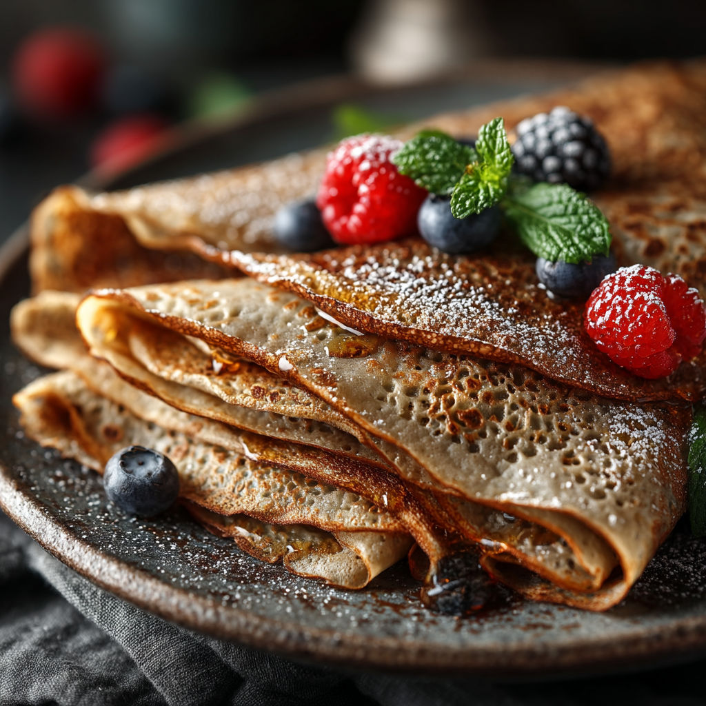 Crêpes au sarrasin sans œufs, sans lait, sans gluten.