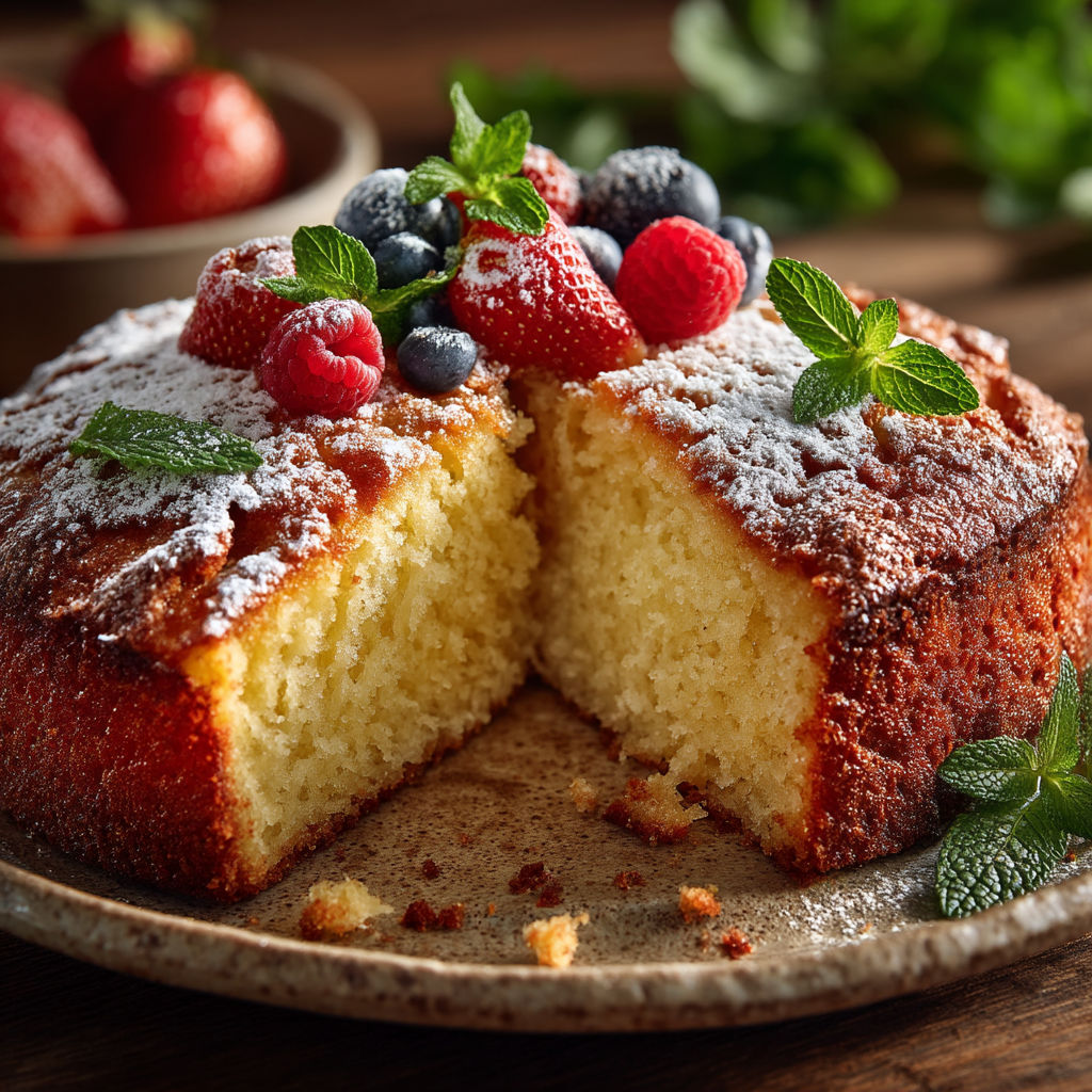 Une portion de gâteau au yaourt sans oeufs.