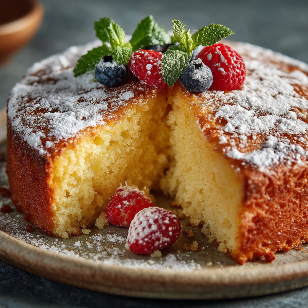 Une portion de gâteau au yaourt moelleux.