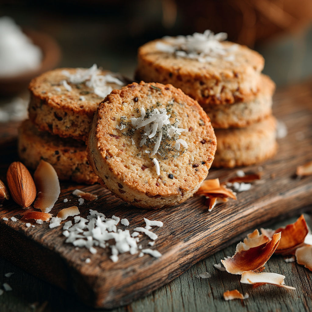 Des gâteaux de café avec du sucre et des noix.