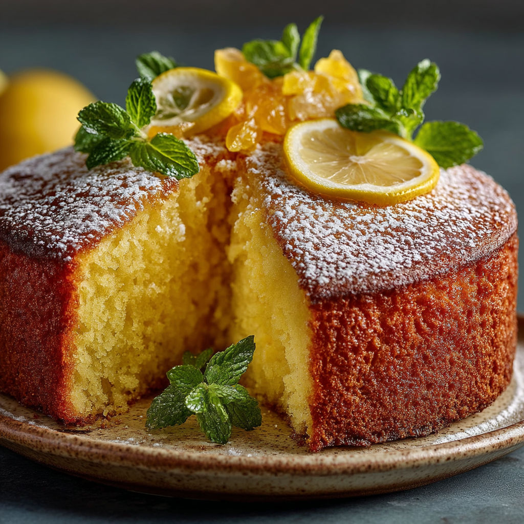 Une portion de gâteau au citron ultra moelleux.