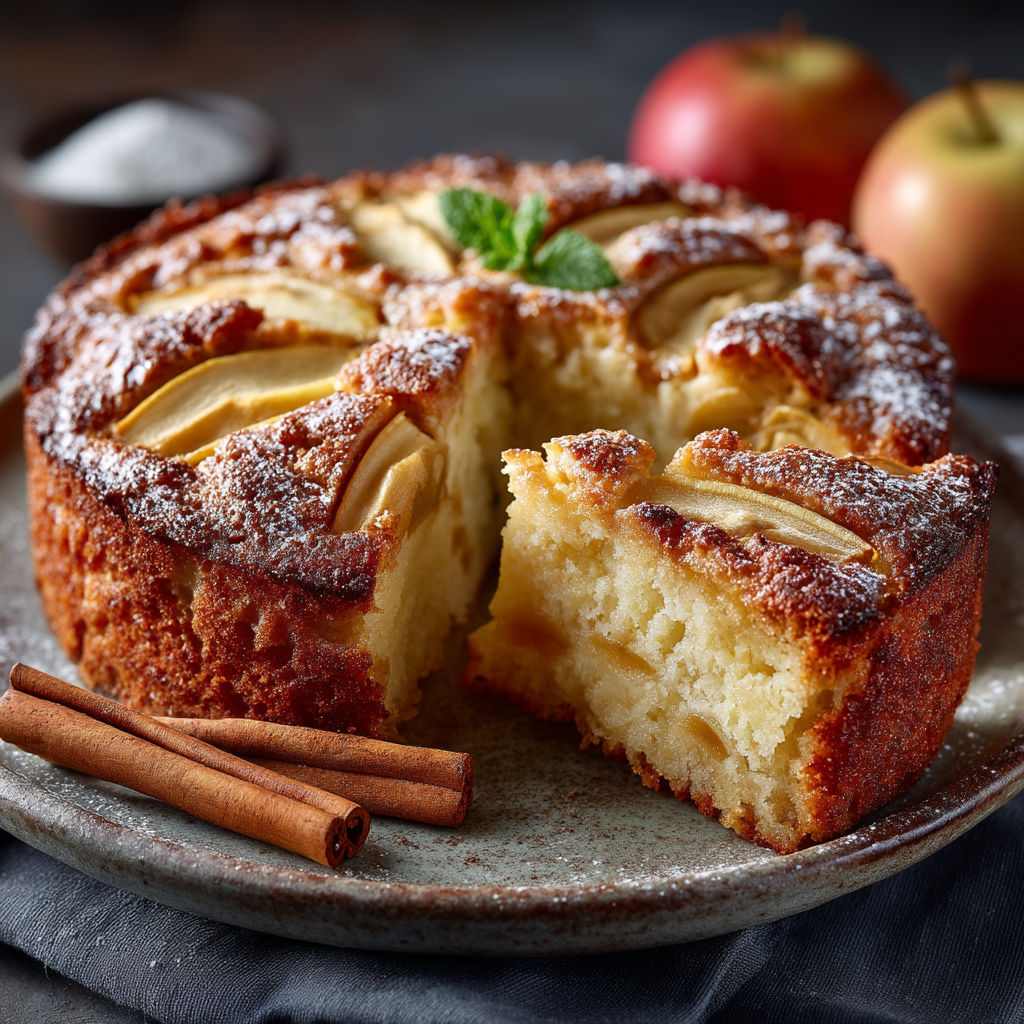 Une recette de gâteau aux pommes sans œufs.
