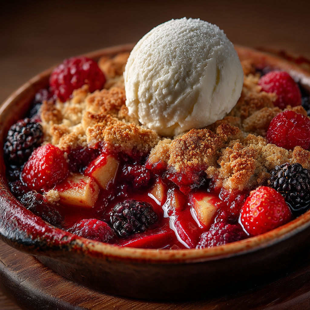 Une tarte aux fruits rouges et crumble de châtaignes.