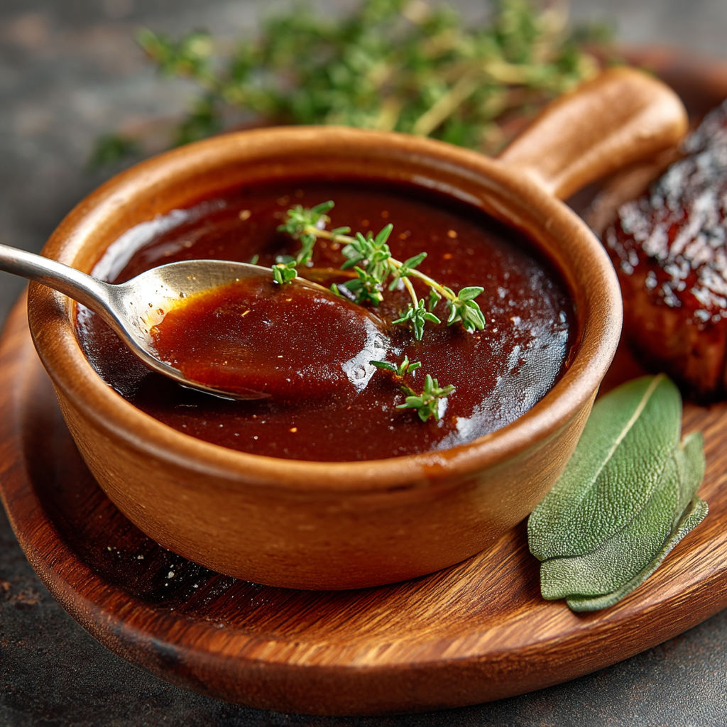 Une soupe chaude avec des herbes et des épices.