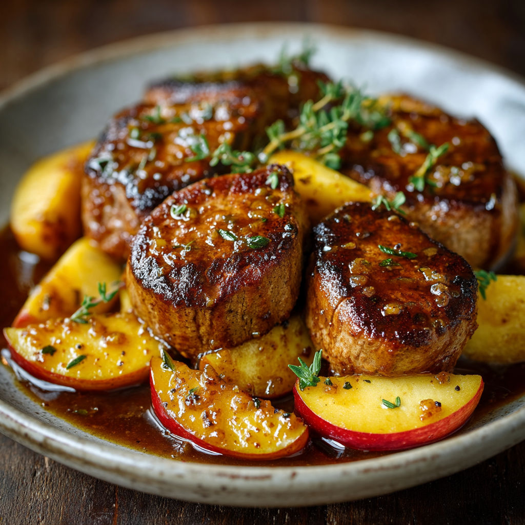 Filet mignon pommes, miel et curry : douceur et parfum d'épices.