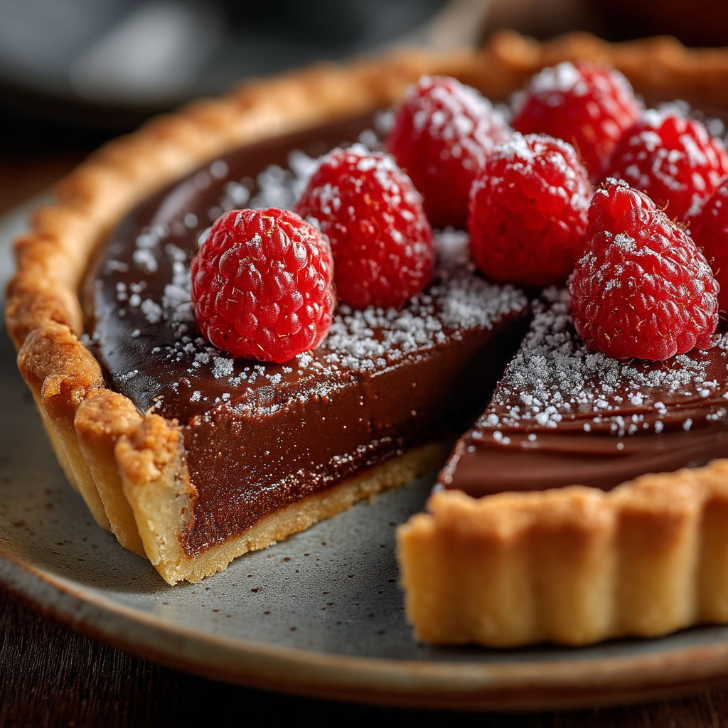 Une tarte aux fraises et chocolat.