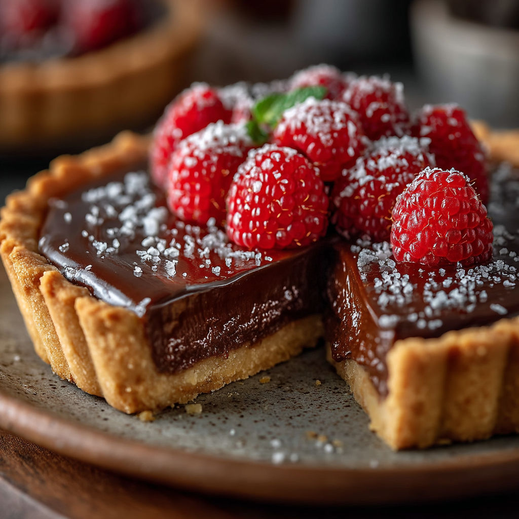 Une tarte aux fraises et chocolat.