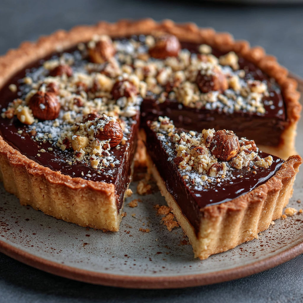 Une tarte aux noix et au chocolat.
