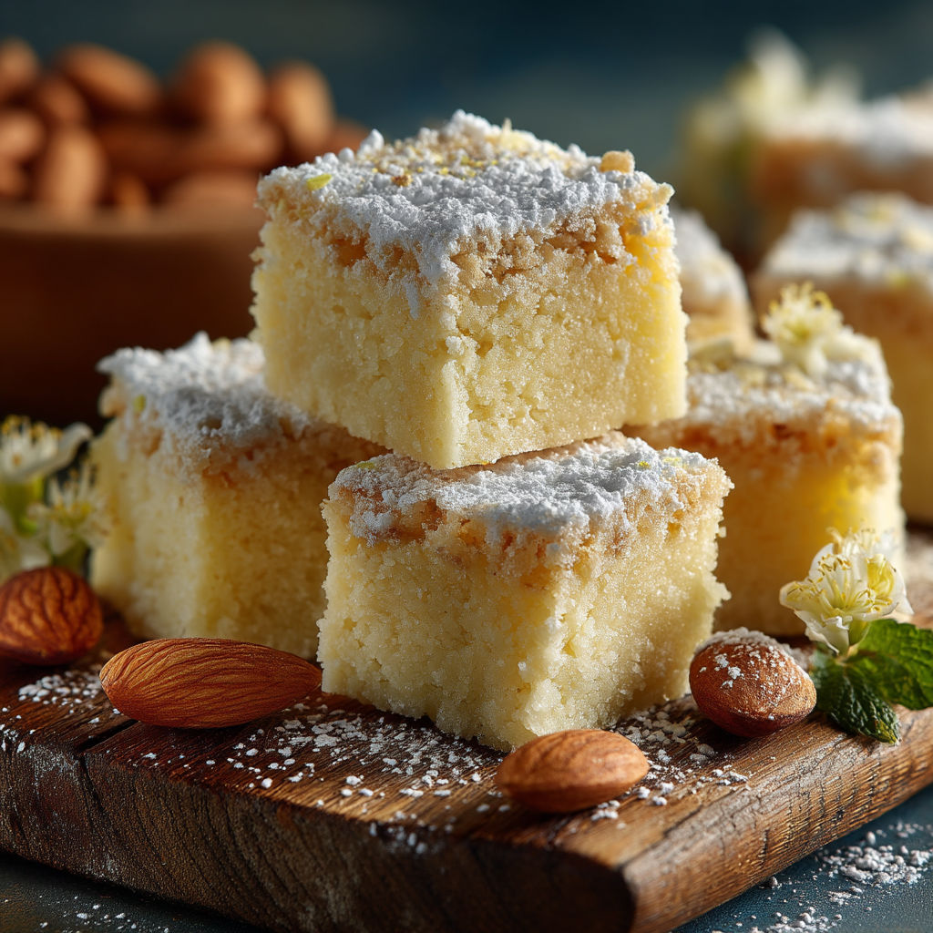 Desserts with white powder on top.