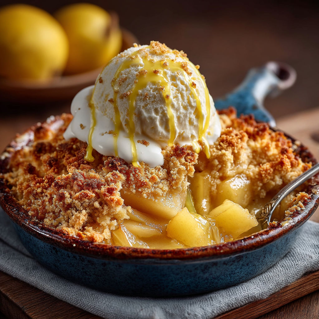 Une tarte aux pommes avec une portion de crème chantilly.