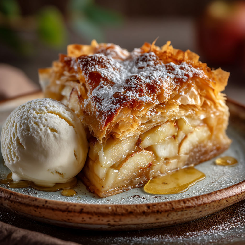 Une tarte aux fruits et crème glacée.