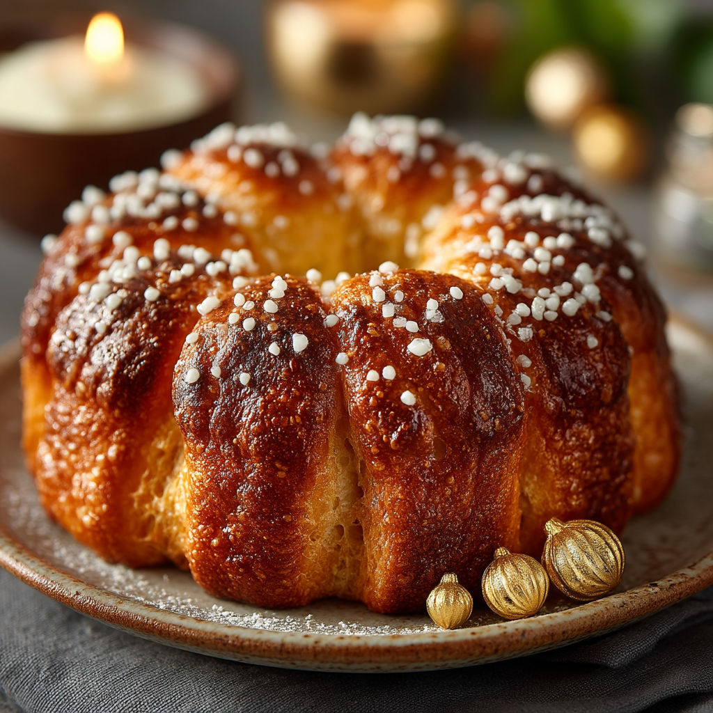 Une brioche des rois provençale moelleuse et dorée.