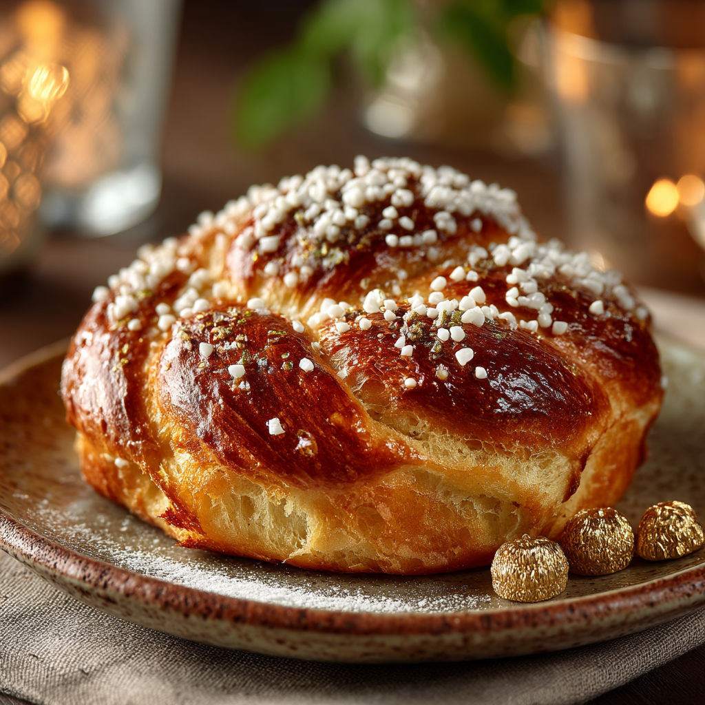 Une brioche des rois provençale moelleuse et dorée.