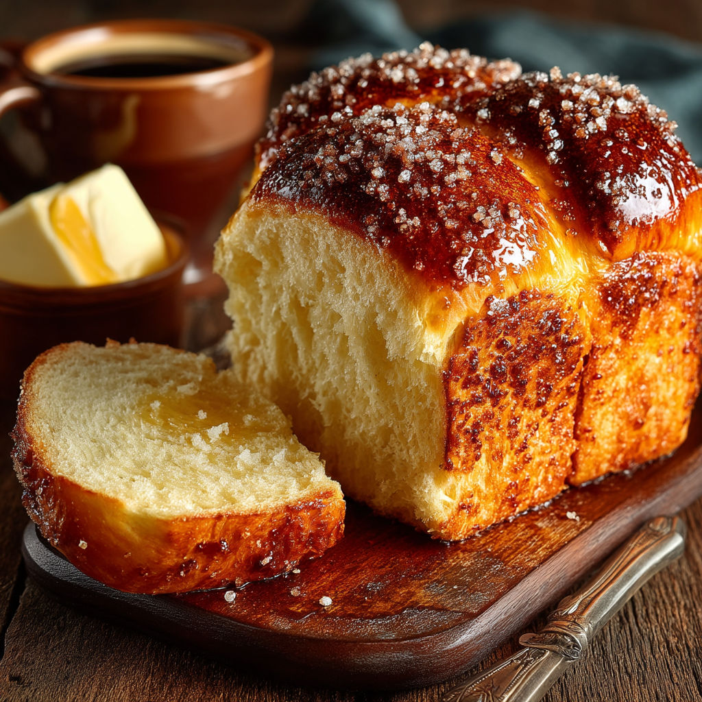 Une portion de brioche au sucre casson.