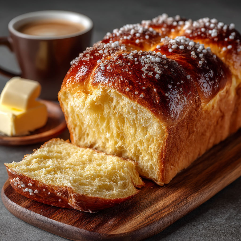 Une tranche de brioche au sucre casson.