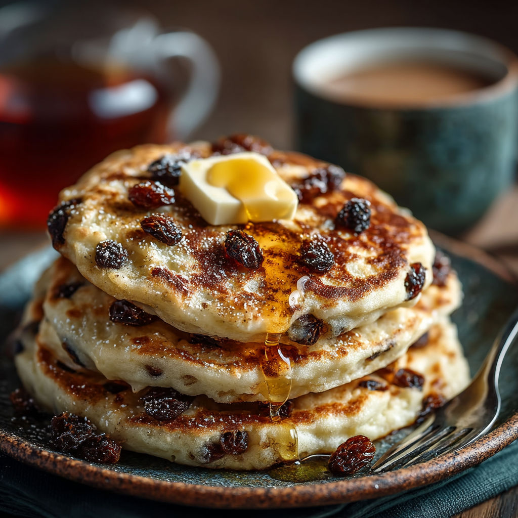 Un plat de pancakes avec du beurre et des baies.