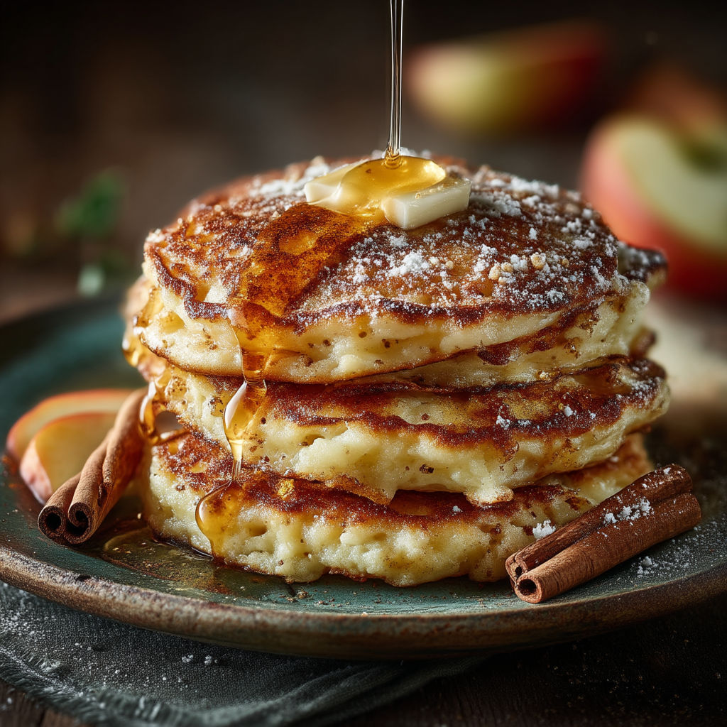 Un plat de pancakes avec des fruits et du sucre.