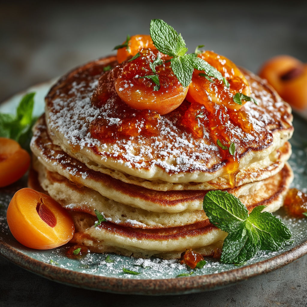 Pancakes with oats and peaches.