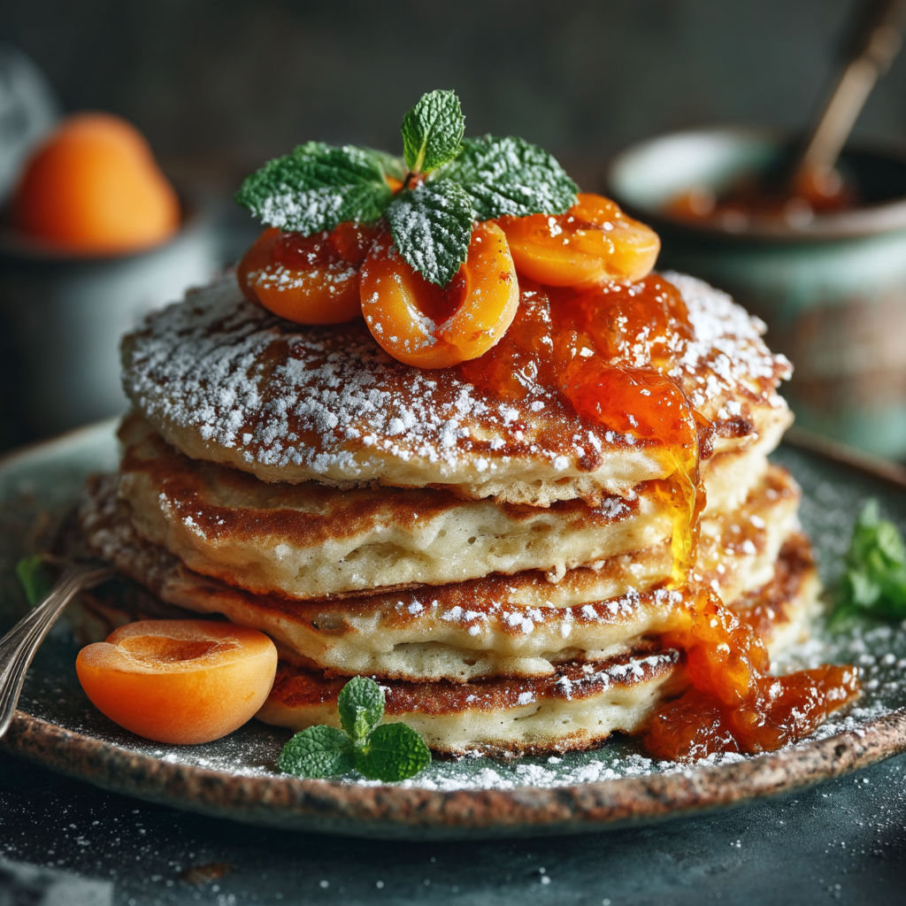 Une pile de pancakes sauce avec des fruits.