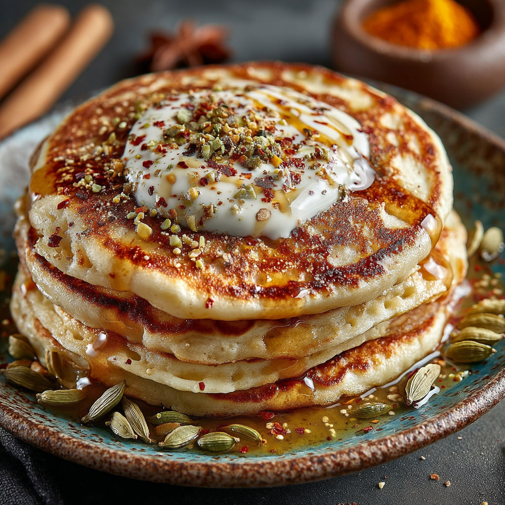 Un plat de pancakes avec des graines de cumin.