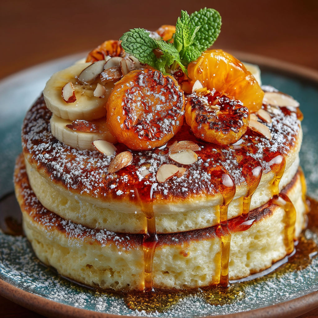 Pancakes with bananas and nuts.