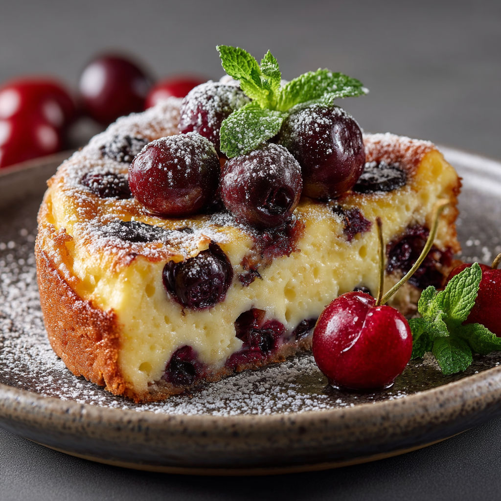 Une tarte aux cerises garnie de miel.