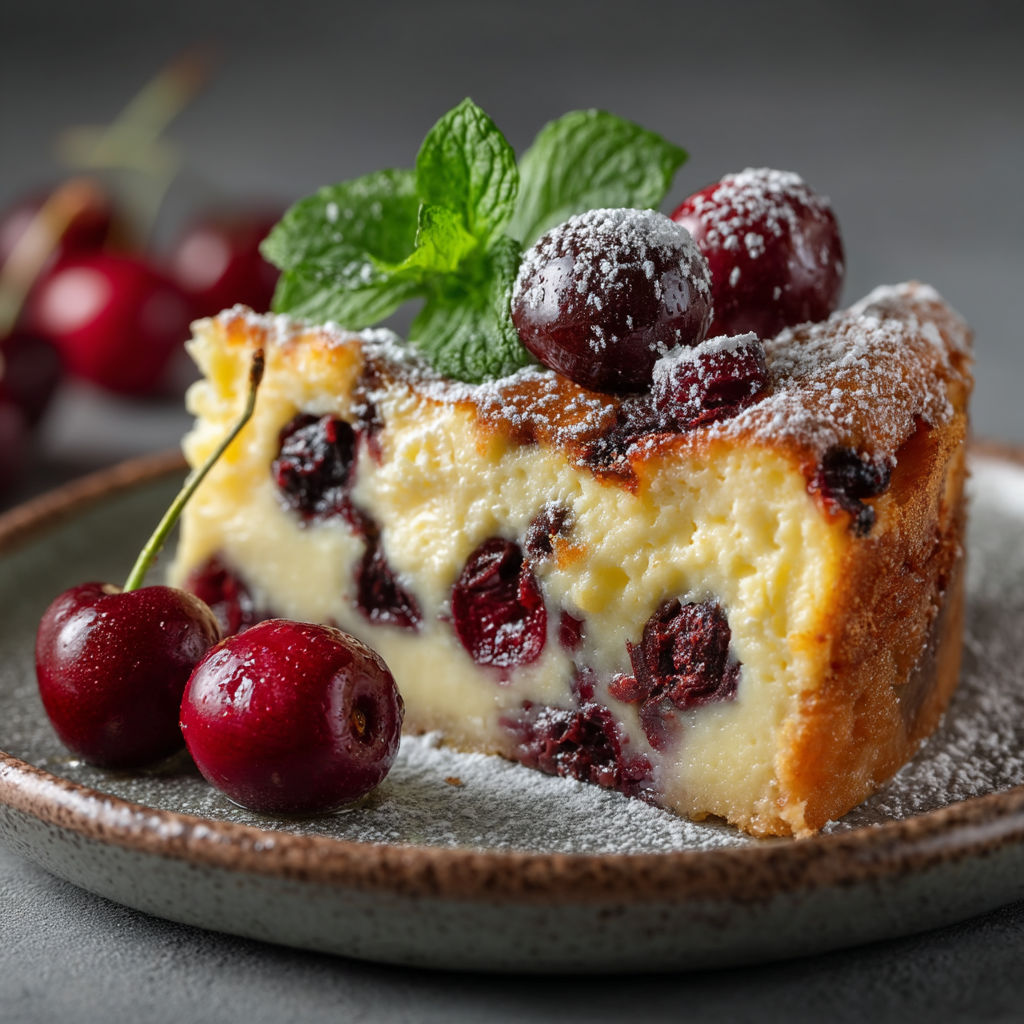 Une tarte aux cerises avec des herbes sur le dessus.