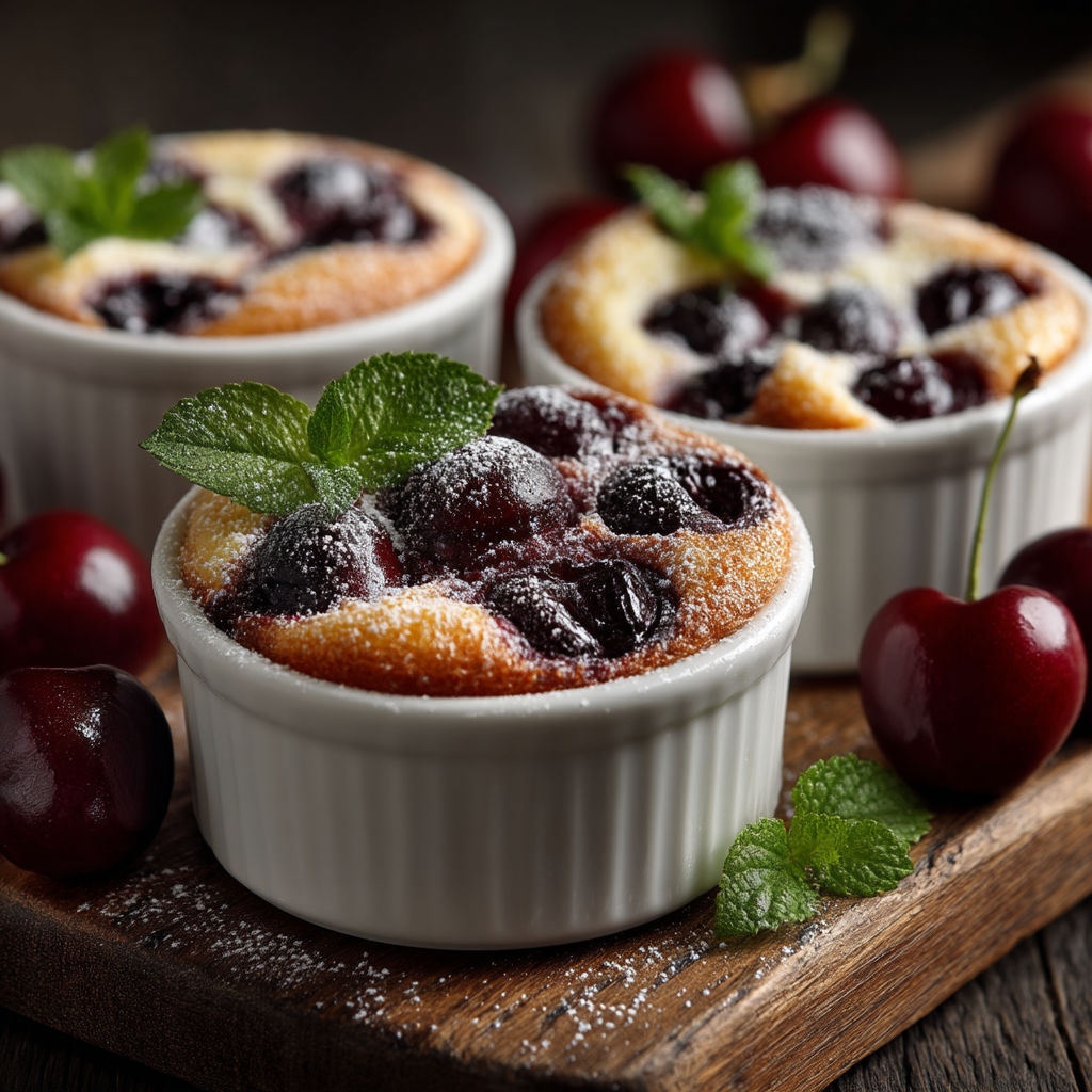 Une tarte aux cerises avec des garnitures de menthe.