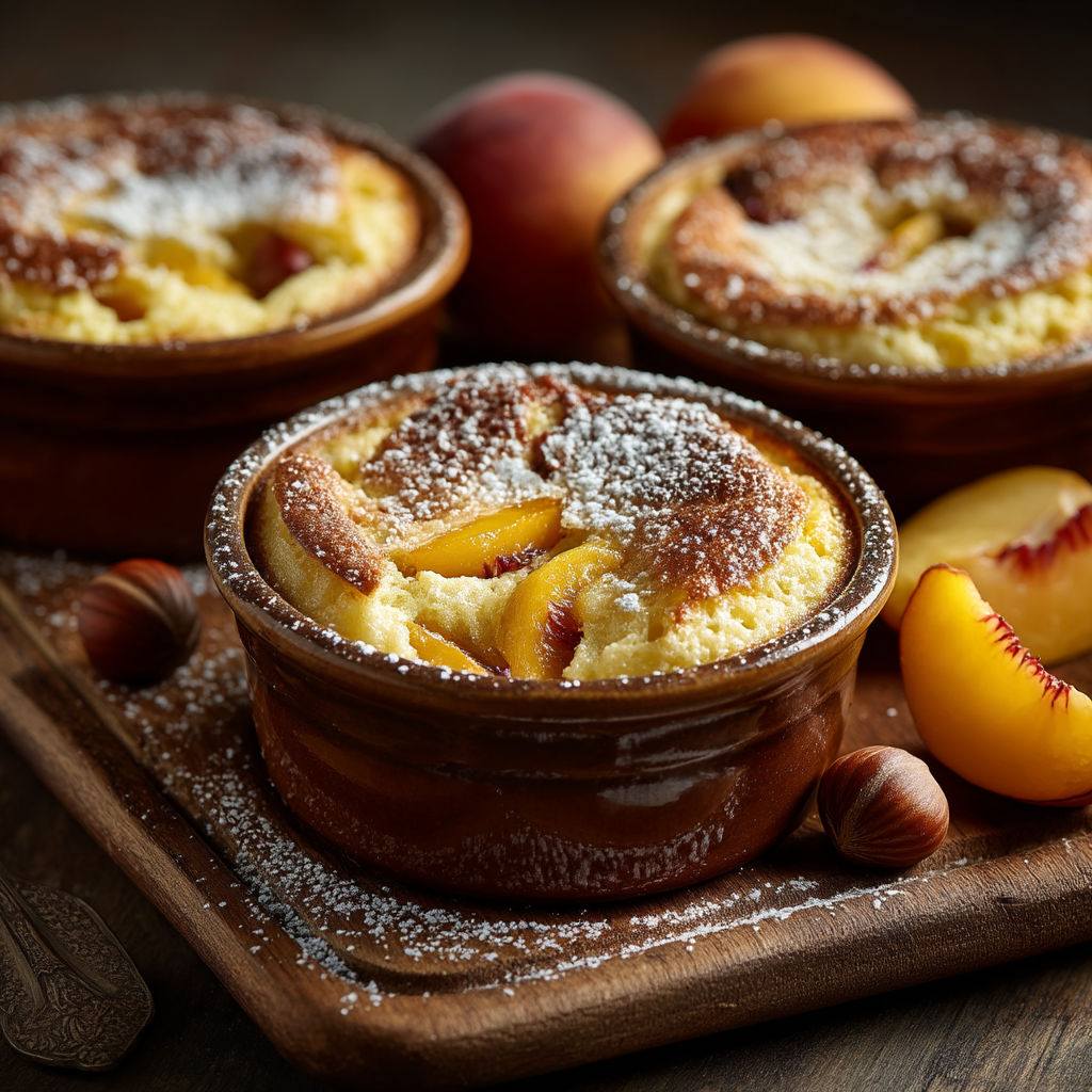 Clafoutis aux nectarines et à la poudre de noisettes.