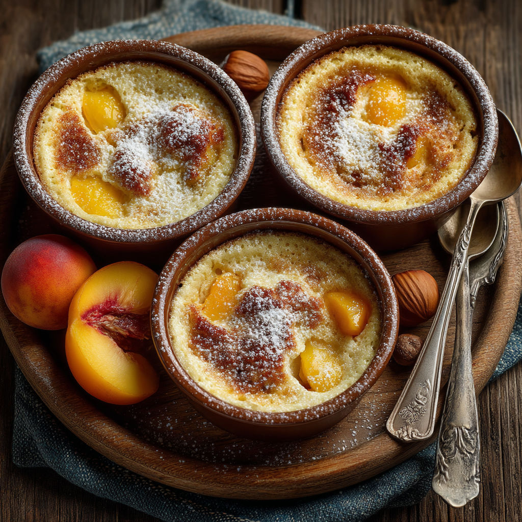 Desserts in bowls with fruit toppings.