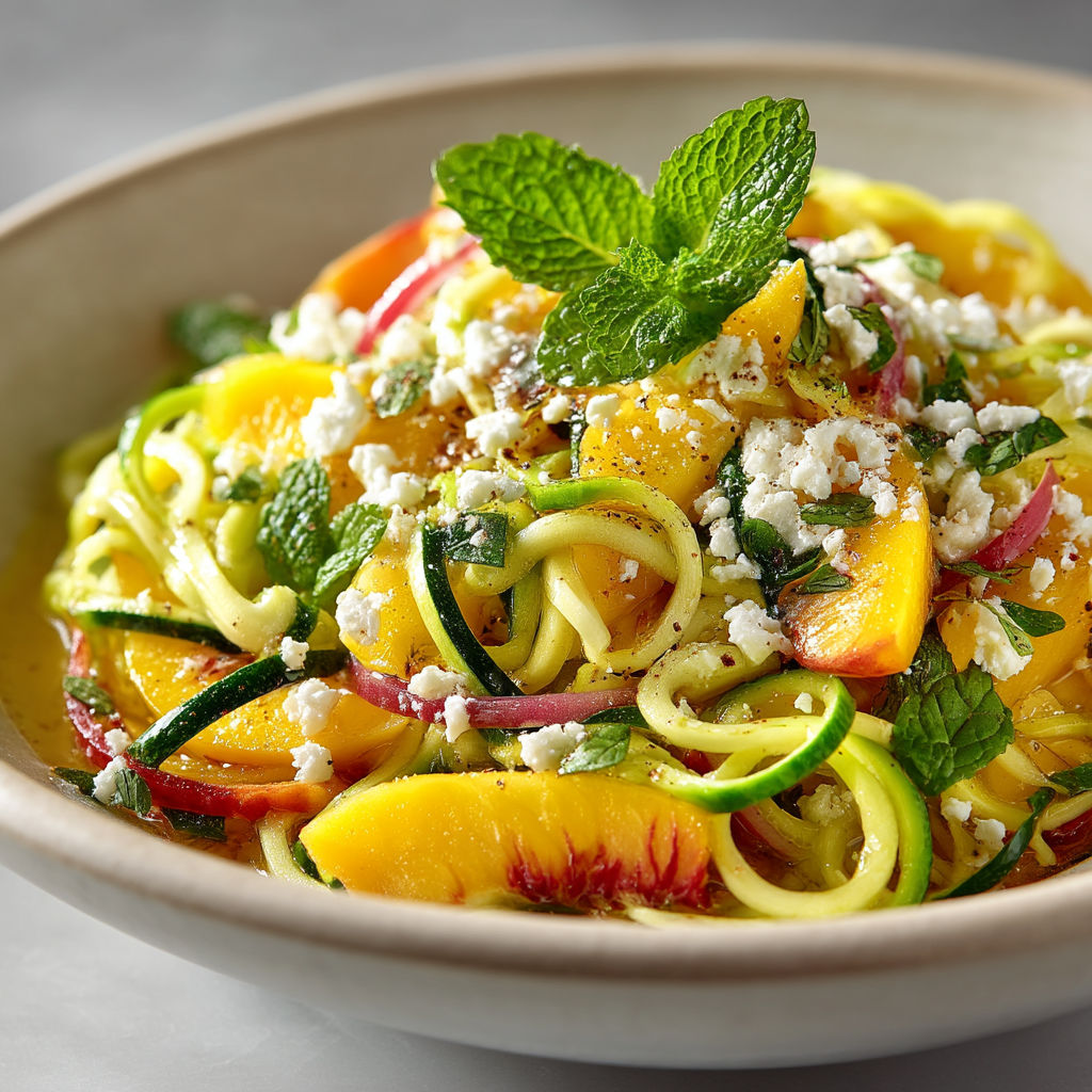 Salade de courgettes et nectarines à la feta.