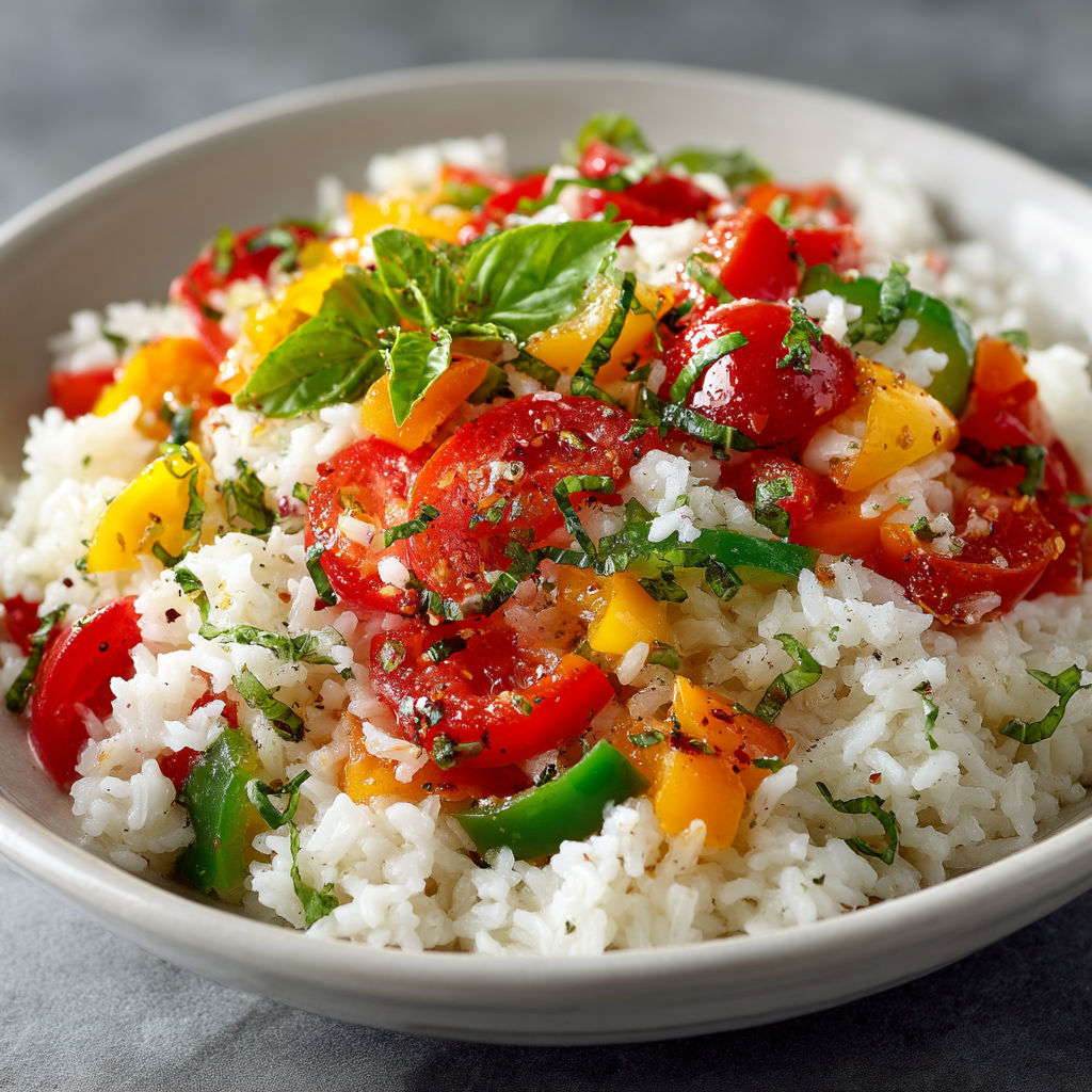 Rice with vegetables and herbs.