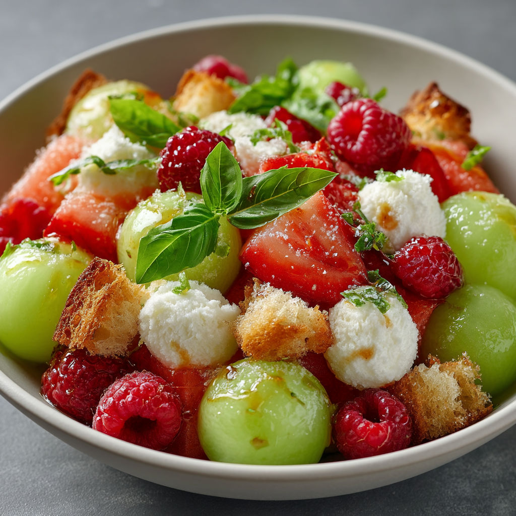 Une salade de fruits et de fromage.