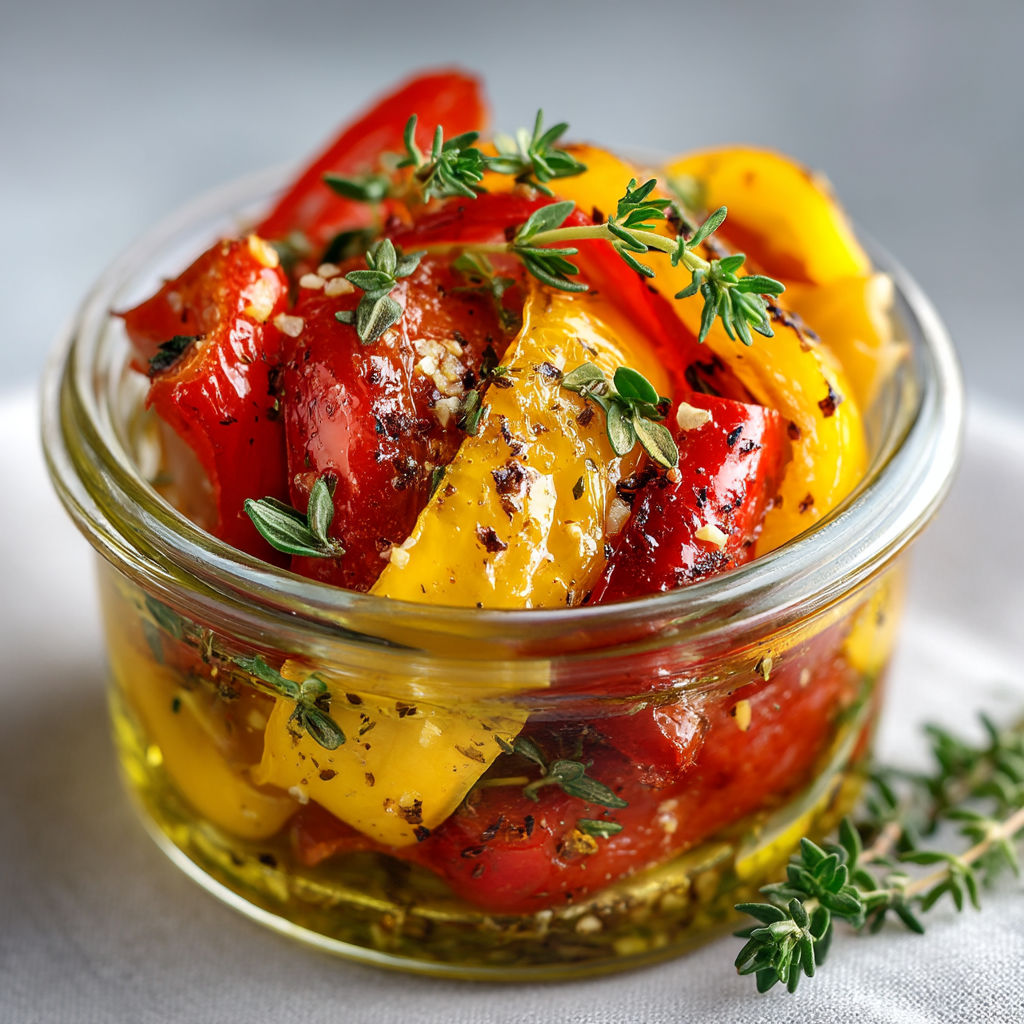 Salade de poivrons grillés à l'ail, au thym et au cumin.