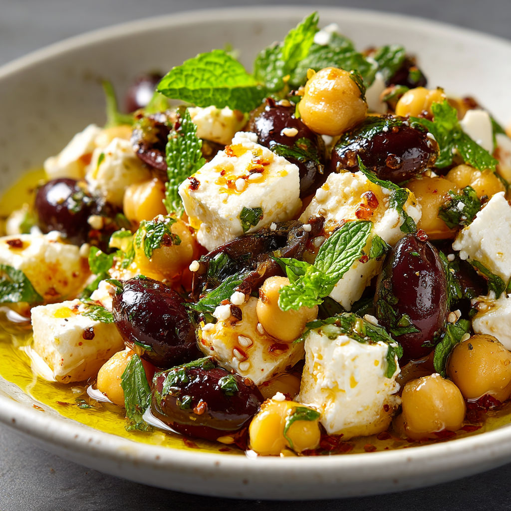 Une assiette de fruits et de légumes, y compris des olives, des figues et des herbes.