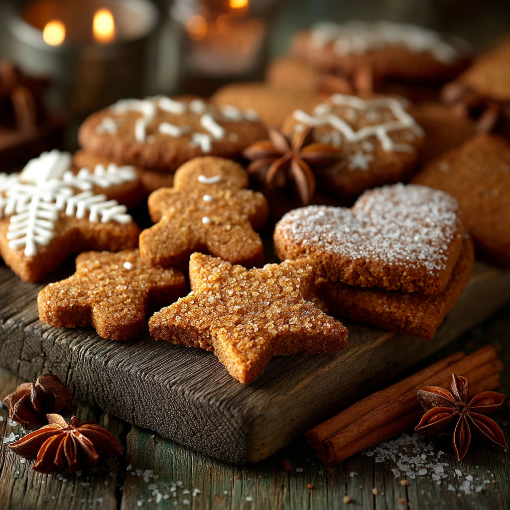 Un plateau de biscuits et cookies avec des cinnamon et des étoiles de cinnamon.