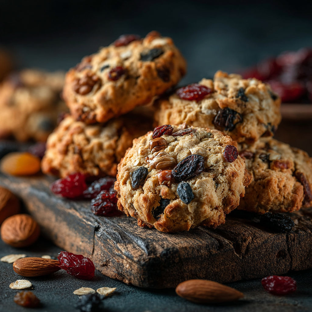 Des cookies avec des fruits et des noix.