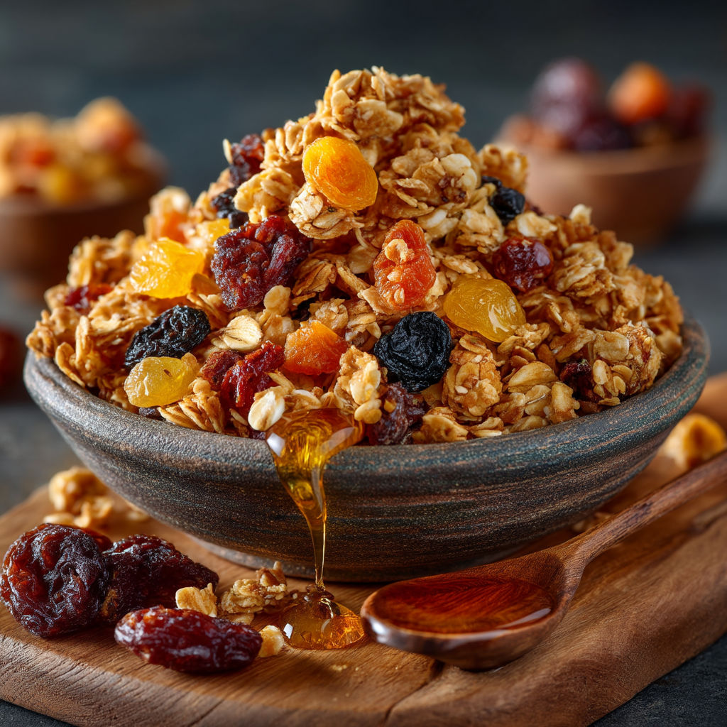 Un bol de granola avec des fruits.