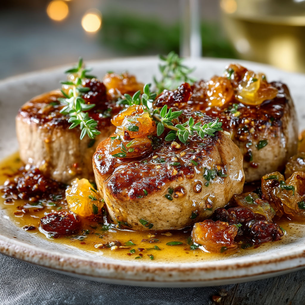 Filet mignon de porc au Muscat, abricots et figues séchées.