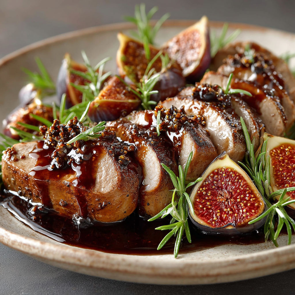 Filet mignon avec figues, Porto et romarin.