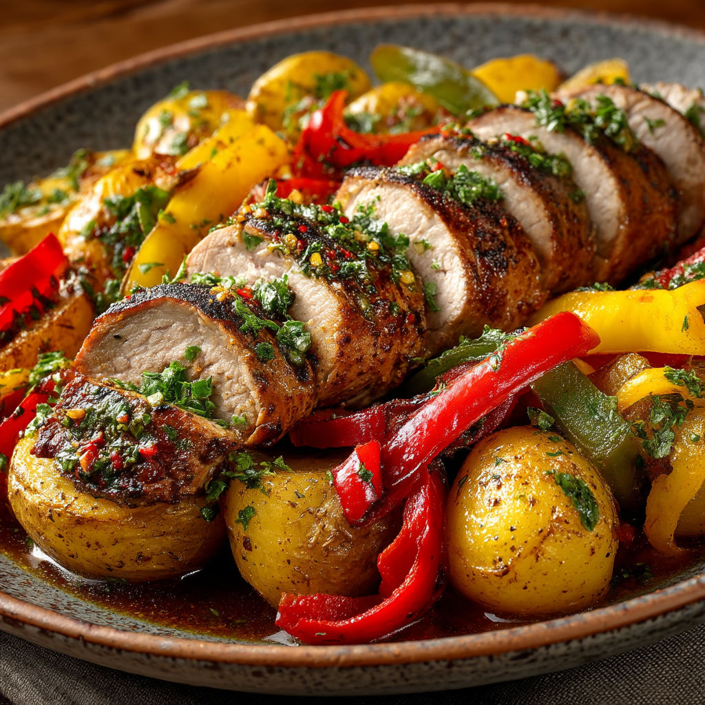 Une assiette de viande grillée avec des légumes.